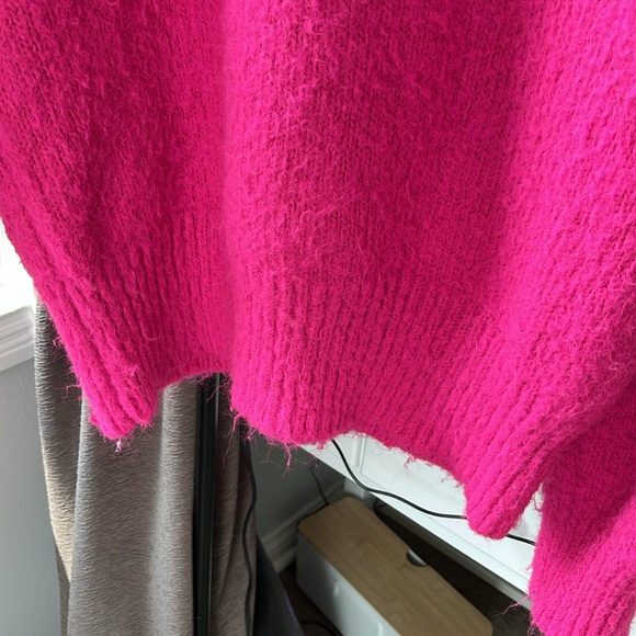 HOT PINK fuzzy long-sleeve HALF TURTLENECK SWEATER; by “A NEW DAY”; XL - Picture 4 of 5